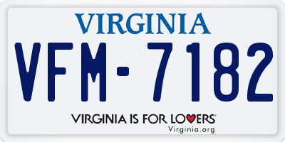 VA license plate VFM7182