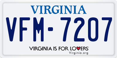 VA license plate VFM7207