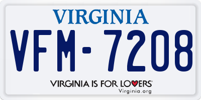 VA license plate VFM7208