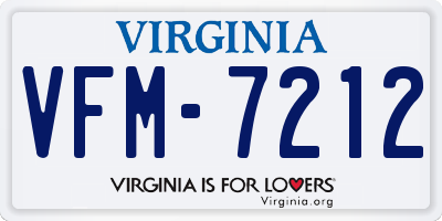 VA license plate VFM7212