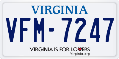 VA license plate VFM7247