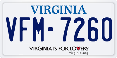 VA license plate VFM7260