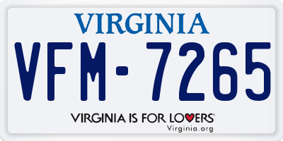 VA license plate VFM7265