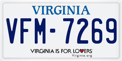 VA license plate VFM7269