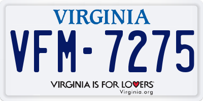 VA license plate VFM7275