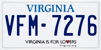 VA license plate VFM7276