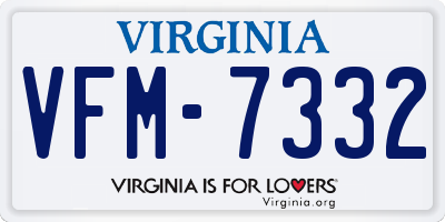 VA license plate VFM7332