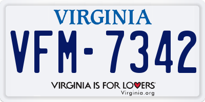 VA license plate VFM7342