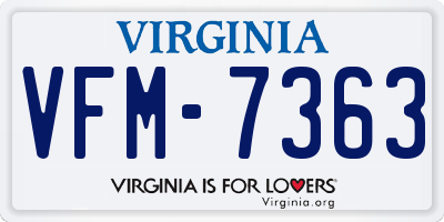 VA license plate VFM7363