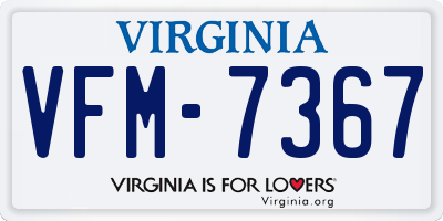 VA license plate VFM7367