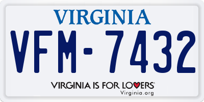 VA license plate VFM7432