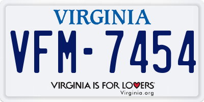 VA license plate VFM7454