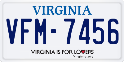 VA license plate VFM7456