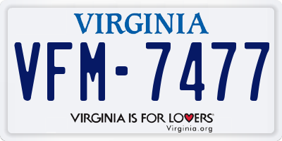 VA license plate VFM7477