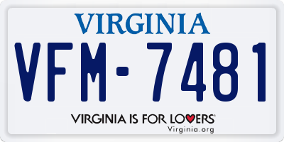 VA license plate VFM7481