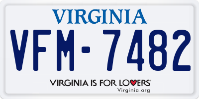VA license plate VFM7482