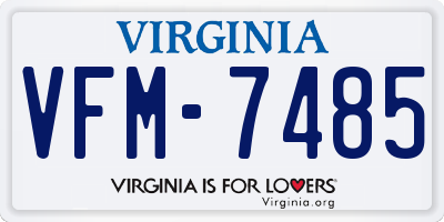 VA license plate VFM7485