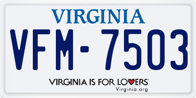 VA license plate VFM7503