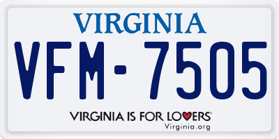 VA license plate VFM7505