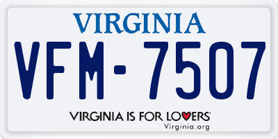 VA license plate VFM7507