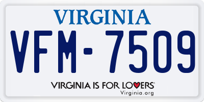 VA license plate VFM7509