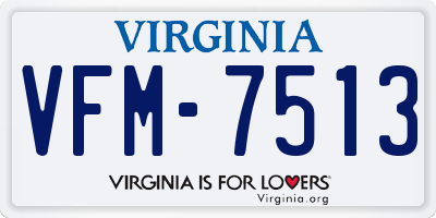 VA license plate VFM7513