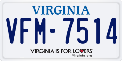 VA license plate VFM7514