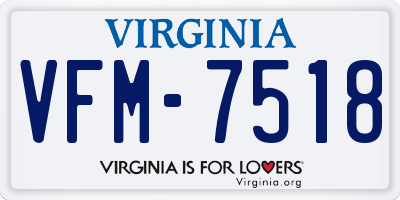 VA license plate VFM7518
