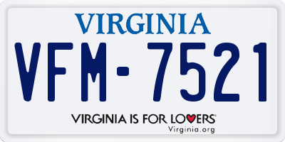 VA license plate VFM7521