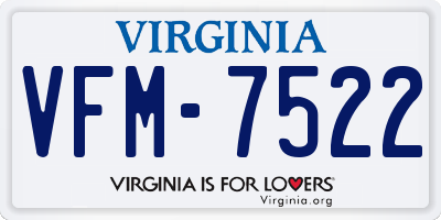 VA license plate VFM7522