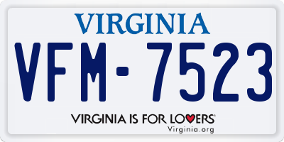 VA license plate VFM7523
