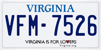 VA license plate VFM7526