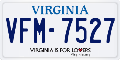VA license plate VFM7527