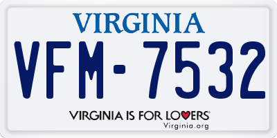 VA license plate VFM7532