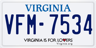 VA license plate VFM7534