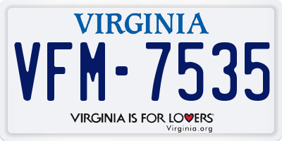 VA license plate VFM7535
