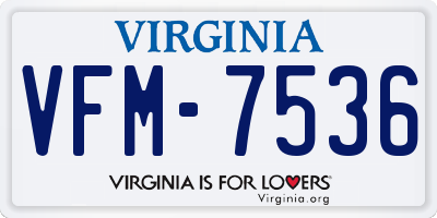 VA license plate VFM7536
