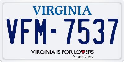 VA license plate VFM7537