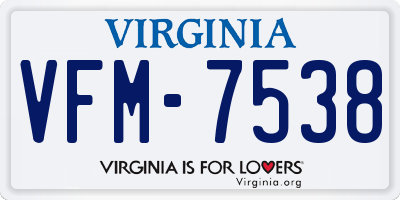 VA license plate VFM7538