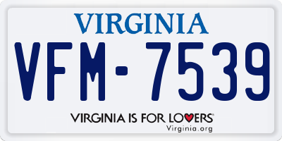 VA license plate VFM7539