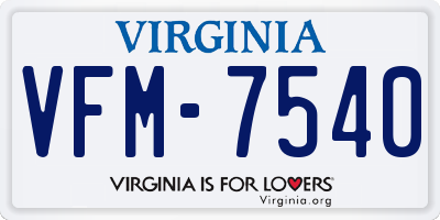 VA license plate VFM7540