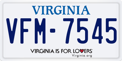 VA license plate VFM7545