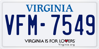 VA license plate VFM7549