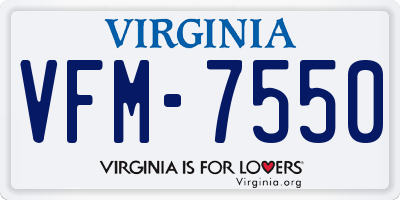VA license plate VFM7550