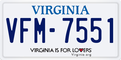 VA license plate VFM7551