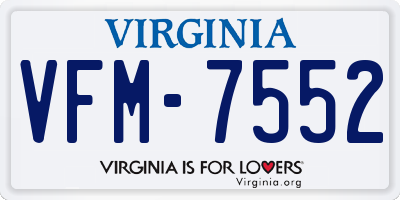 VA license plate VFM7552