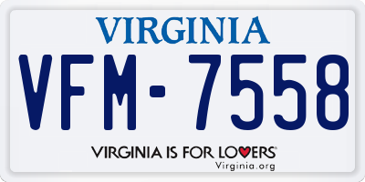 VA license plate VFM7558