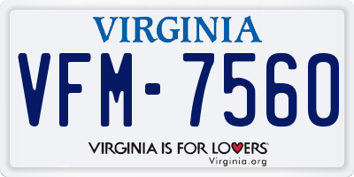 VA license plate VFM7560