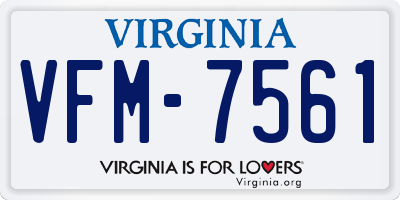 VA license plate VFM7561