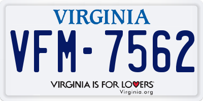 VA license plate VFM7562